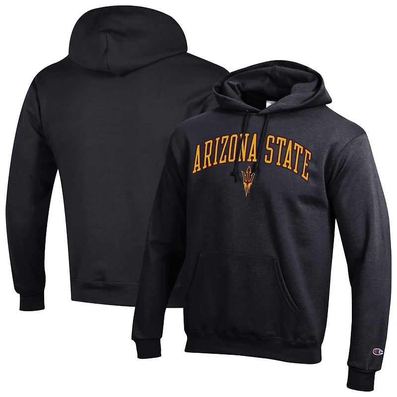Men's Champion Black Arizona State Sun Devils Arched Logo Fleece Pullover Hoodie
