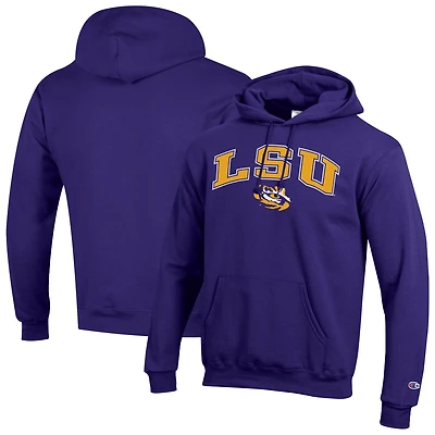 Men's Champion Purple LSU Tigers Arch Over Logo Pullover Hoodie