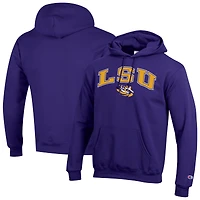 Men's Champion  Purple LSU Tigers Arch Over Logo Pullover Hoodie
