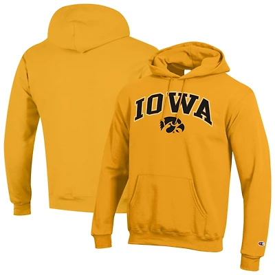 Men's Champion Gold Iowa Hawkeyes Arch Over Logo Pullover Hoodie