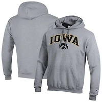 Men's Champion  Heather Gray Iowa Hawkeyes Arched Logo Fleece Pullover Hoodie