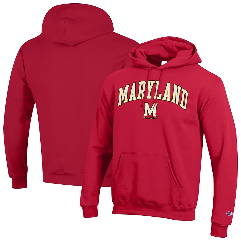 Men's Champion Red Maryland Terrapins Arch Over Logo Pullover Hoodie