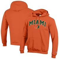 Men's Champion  Orange Miami Hurricanes Arch Over Logo Pullover Hoodie