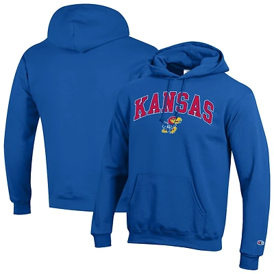 Men's Champion  Royal Kansas Jayhawks Arch Over Logo Pullover Hoodie