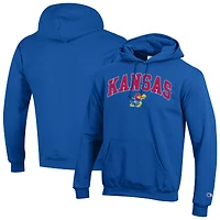 Men's Champion  Royal Kansas Jayhawks Arch Over Logo Pullover Hoodie