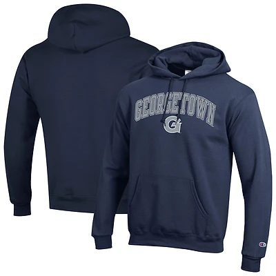 Men's Champion  Navy Georgetown Hoyas Arched Logo Fleece Pullover Hoodie