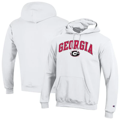 Men's Champion  White Georgia Bulldogs Arched Logo Fleece Pullover Hoodie