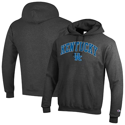 Men's Champion  Heather Charcoal Kentucky Wildcats Arch Over Logo Pullover Hoodie