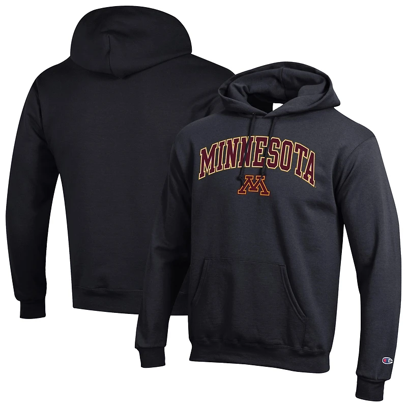 Men's Champion  Black Minnesota Golden Gophers Arched Logo Fleece Pullover Hoodie