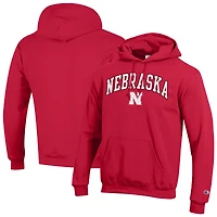 Men's Champion  Scarlet Nebraska Huskers Arched Logo Fleece Pullover Hoodie