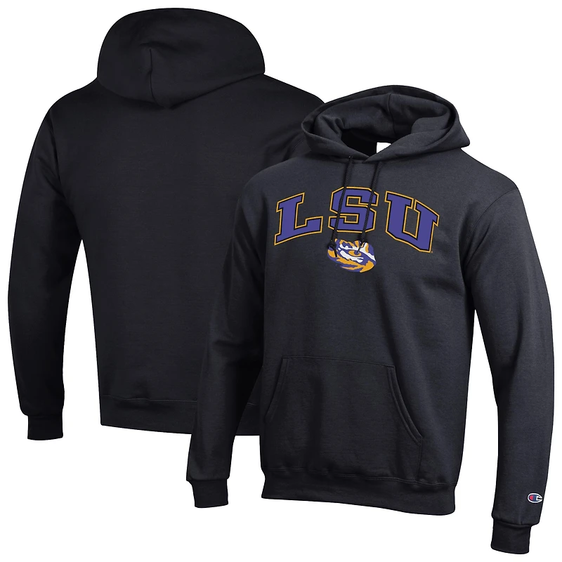 Men's Champion Black LSU Tigers Arch Over Logo Pullover Hoodie