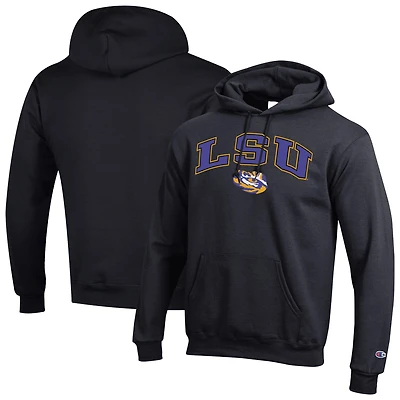 Men's Champion  Black LSU Tigers Arch Over Logo Pullover Hoodie