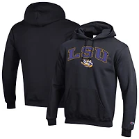 Men's Champion  Black LSU Tigers Arch Over Logo Pullover Hoodie