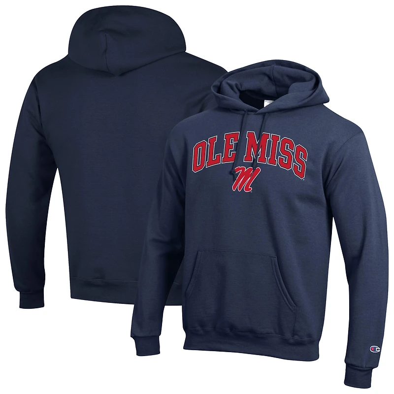 Men's Champion Navy Ole Miss Rebels Arched Logo Fleece Pullover Hoodie