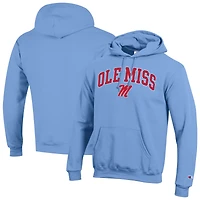 Men's Champion  Light Blue Ole Miss Rebels Arched Logo Fleece Pullover Hoodie