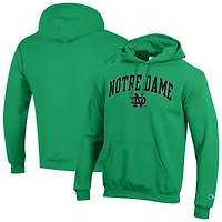 Men's Champion  Green Notre Dame Fighting Irish Arched Logo Fleece Pullover Hoodie