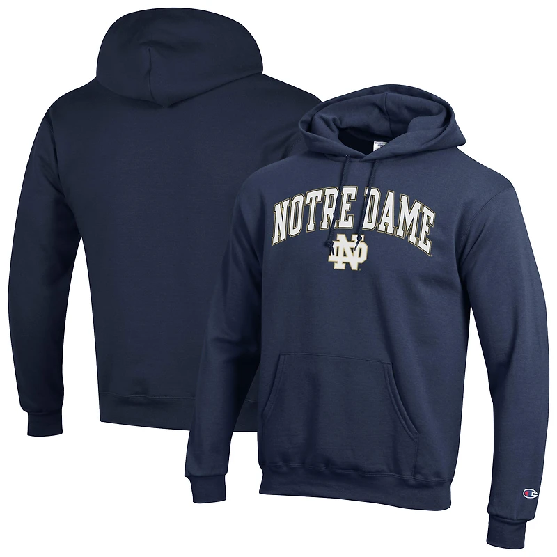 Men's Champion Navy Notre Dame Fighting Irish Arched Logo Fleece Pullover Hoodie