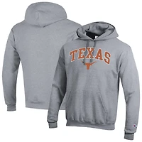 Men's Champion  Heather Gray Texas Longhorns Arch Over Logo Pullover Hoodie