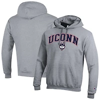 Men's Champion  Heather Gray UConn Huskies Arched Logo Fleece Pullover Hoodie
