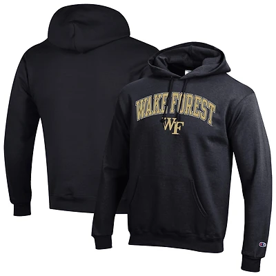 Men's Champion Black Wake Forest Demon Deacons Arched Logo Fleece Pullover Hoodie