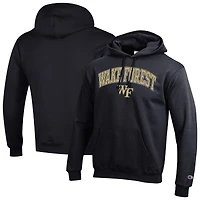 Men's Champion  Black Wake Forest Demon Deacons Arched Logo Fleece Pullover Hoodie