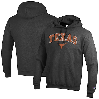 Men's Champion  Charcoal Texas Longhorns Arch Over Logo Pullover Hoodie