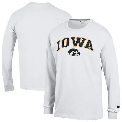 Men's Champion  White Iowa Hawkeyes Arch Over Logo Long Sleeve T-Shirt