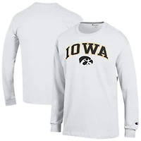 Men's Champion  White Iowa Hawkeyes Arch Over Logo Long Sleeve T-Shirt