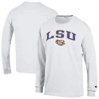 Men's Champion  White LSU Tigers Arch Over Logo Long Sleeve T-Shirt