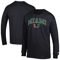 Men's Champion  Black Miami Hurricanes Arch Over Logo Long Sleeve T-Shirt