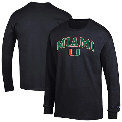 Men's Champion  Black Miami Hurricanes Arch Over Logo Long Sleeve T-Shirt