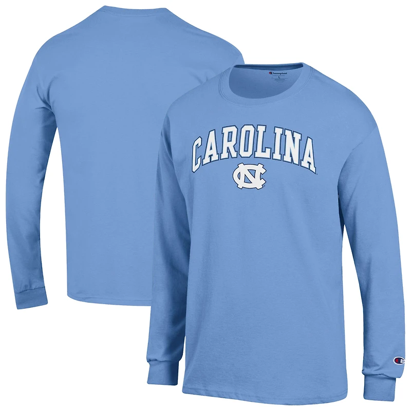 Men's Champion Carolina Blue North Carolina Tar Heels Arch Over Logo Long Sleeve T-Shirt