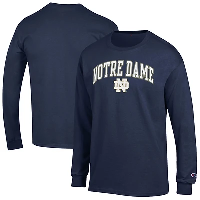 Men's Champion  Navy Notre Dame Fighting Irish Arch Over Logo Long Sleeve T-Shirt