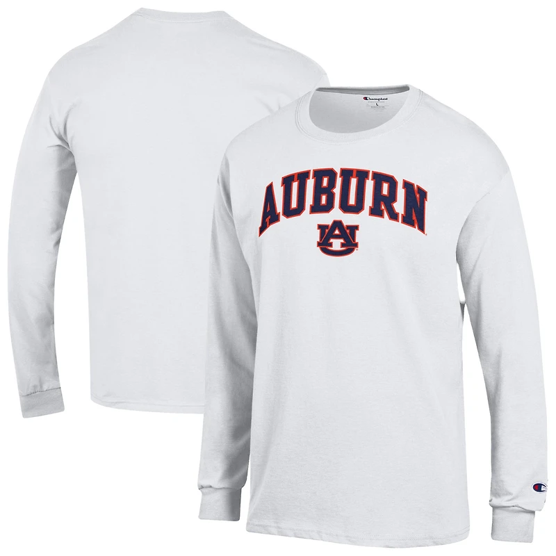 Men's Champion  White Auburn Tigers Arch Over Logo Long Sleeve T-Shirt