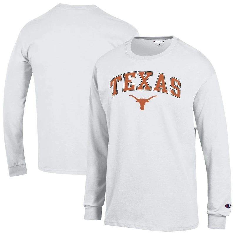 Men's Champion  White Texas Longhorns Arch Over Logo Long Sleeve T-Shirt