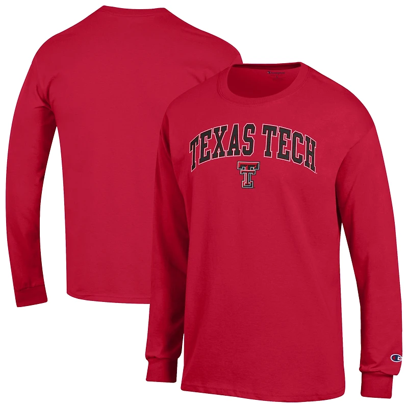 Men's Champion Red Texas Tech Red Raiders Arch Over Logo Long Sleeve T-Shirt