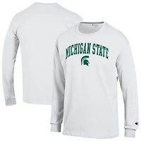 Men's Champion  White Michigan State Spartans Arch Over Logo Long Sleeve T-Shirt