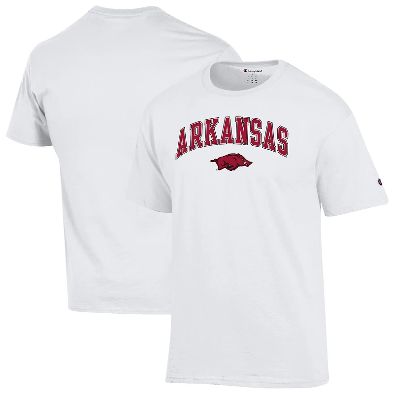 Men's Champion White Arkansas Razorbacks Arched Logo T-Shirt