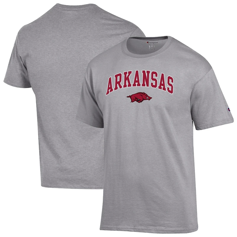 Men's Champion Heather Gray Arkansas Razorbacks Arch Over Logo T-Shirt