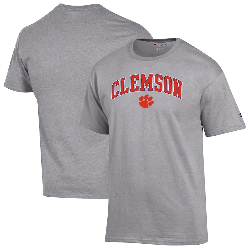 Men's Champion Heather Gray Clemson Tigers Arched Logo T-Shirt