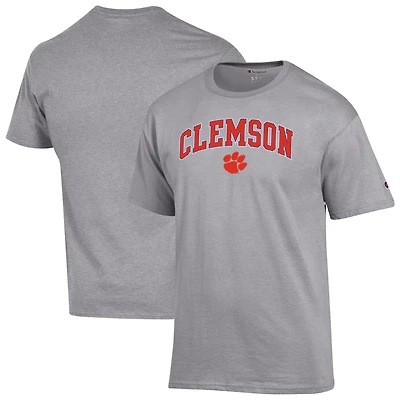 Men's Champion Heather Gray Clemson Tigers Arched Logo T-Shirt