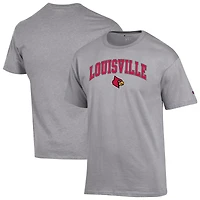 Men's Champion  Heather Gray Louisville Cardinals Arch Over Logo T-Shirt