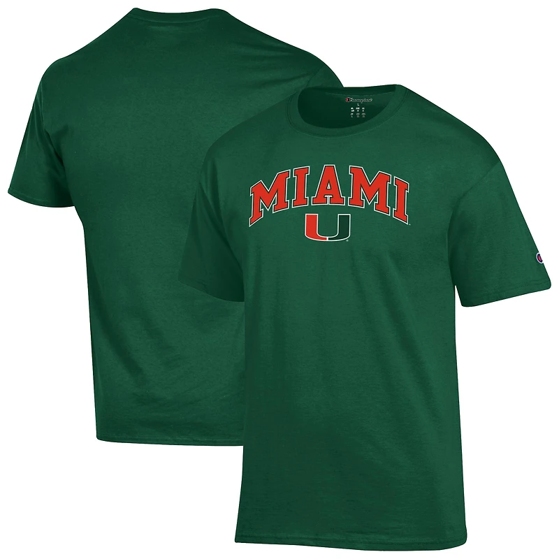 Men's Champion Green Miami Hurricanes Arch Over Logo T-Shirt