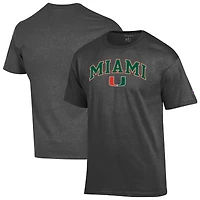 Men's Champion  Charcoal Miami Hurricanes Arch Over Logo T-Shirt