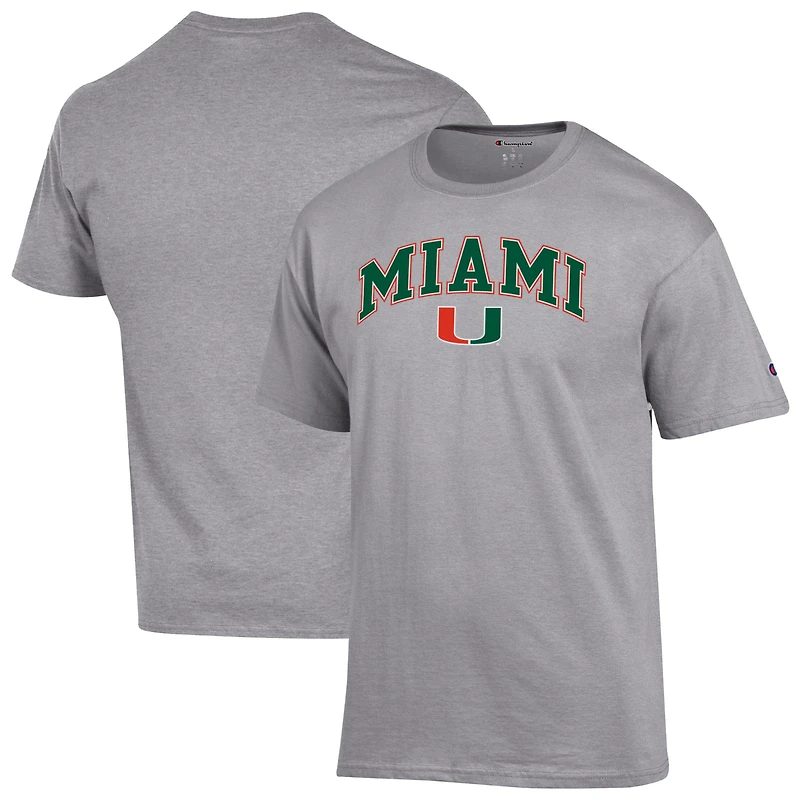 Men's Champion Heather Gray Miami Hurricanes Arch Over Logo T-Shirt
