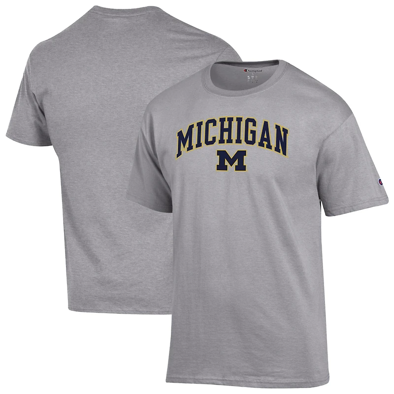 Men's Champion Heather Gray Michigan Wolverines Arch Over Logo T-Shirt