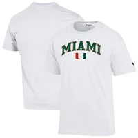 Men's Champion  White Miami Hurricanes Arch Over Logo T-Shirt