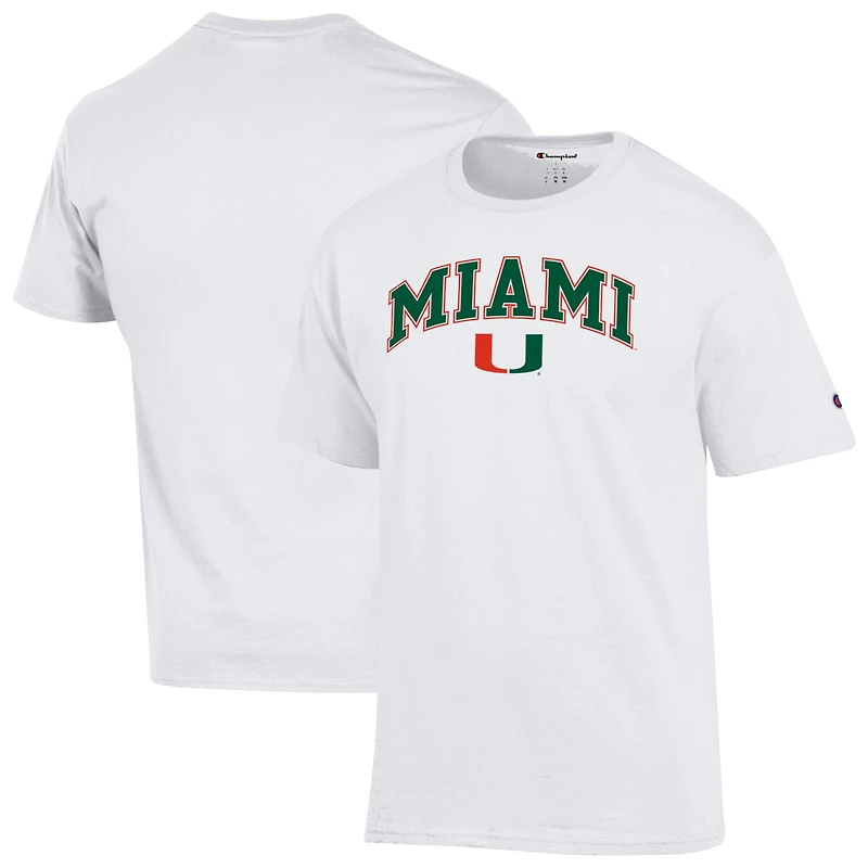 Men's Champion  White Miami Hurricanes Arch Over Logo T-Shirt