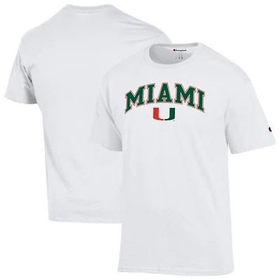 Men's Champion  White Miami Hurricanes Arch Over Logo T-Shirt