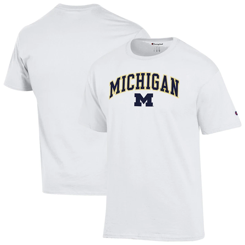 Men's Champion White Michigan Wolverines Arch Over Logo T-Shirt